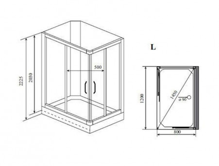 Душевая Кабина «Timo» Premium, Прямоугольная L 120x80x222 с Крышей (ILMA 102 L+roof-102 L)