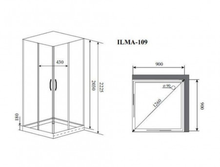 Душевая Кабина «Timo» Premium, Квадратная 90x90x222 Без Крыши (ILMA 109)