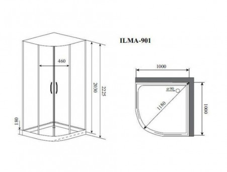 Душевая Кабина «Timo» Premium, Четверть круга 100x100x222 с Крышей (ILMA 901+roof-901)