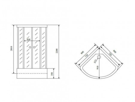 Душевая Кабина «Timo» Standart, Четверть круга 80x80x220 (T-1180)