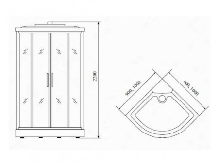 Душевая Кабина «Timo» Standart Silver, Четверть круга 90x90x220 (Т-6609 S)