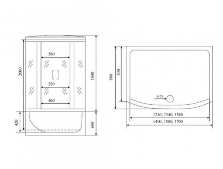 Душевая Кабина «Timo» Standart Black, Прямоугольная 170x88x220 (Т-6670 B)