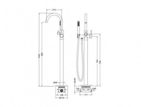 Напольный Cмеситель «Timo» Saona Золото Матовое (2310/17Y-CR)