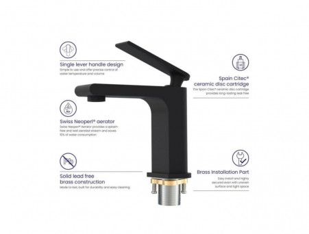 Смеситель «Timo» Anni для Раковины Черный Матовый (2761/03F)