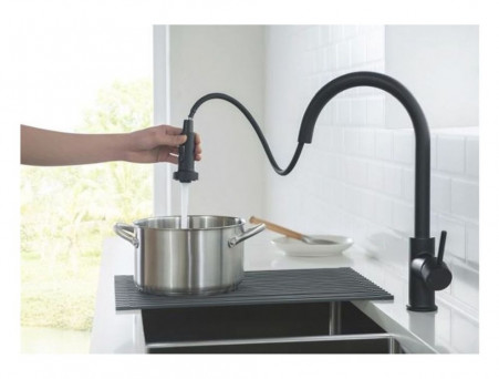 Смеситель «Timo» Saona для Кухни Выдвижной Излив Черный Матовый (2316/03FL)