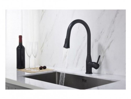 Смеситель «Timo» Saona для Кухни Выдвижной Излив Черный Матовый (2336/03FL)