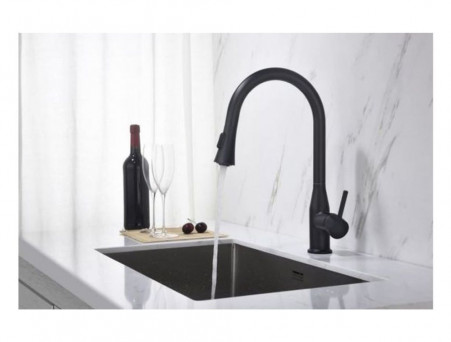 Смеситель «Timo» Saona для Кухни Выдвижной Излив Черный Матовый (2336/03FL)