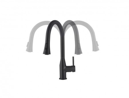 Смеситель «Timo» Saona для Кухни Выдвижной Излив Черный Матовый (2336/03FL)