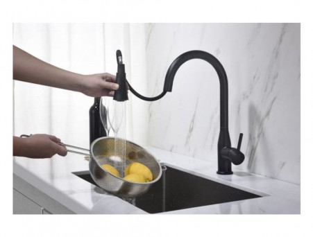 Смеситель «Timo» Saona для Кухни Выдвижной Излив Черный Матовый (2336/03FL)