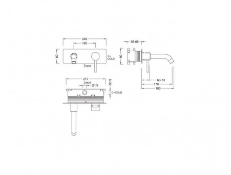 Смеситель «Timo» Saona для Раковины Скрытый Монтаж Золото Матовое (2371/17SM)