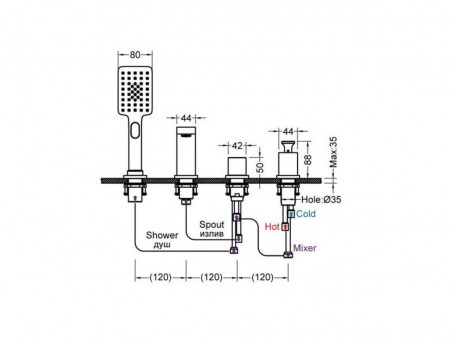 Смеситель на Борт Ванны «Timo» Torne Хром на 4 Отверстия (4330/00Y)