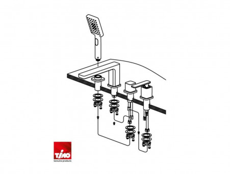 Смеситель на Борт Ванны «Timo» Torne Золото Матовое на 4 Отверстия (4330/17Y)