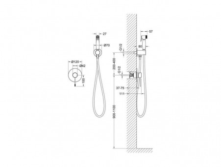 Гигиенический Душ со Смесителем «Timo» Saona Золото Матовое Скрытый Монтаж, Круглый (2389/17SM)