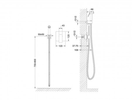 Гигиенический Душ со Смесителем «Timo» Selene Черный Матовый Скрытый Монтаж, Квадратный (2089/03SM)