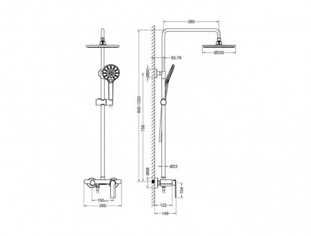 Душевая Стойка «Timo» Anni Черная Матовая с Изливом, Круглая (SX-2710/03)