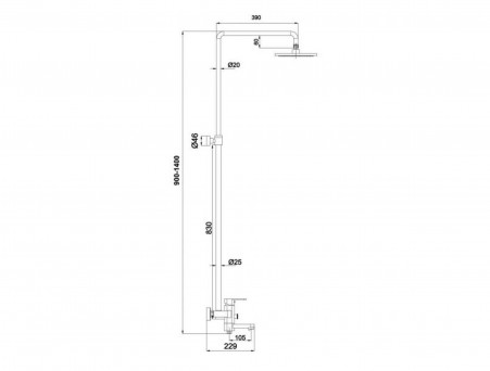 Душевая Стойка «Timo» Beverly Черная Матовая с Изливом, Круглая (SX-1060/03)