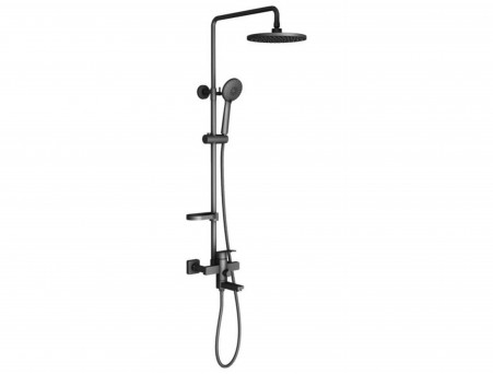 Душевая Стойка «Timo» Beverly Черная Матовая с Изливом, Круглая (SX-1060/03)