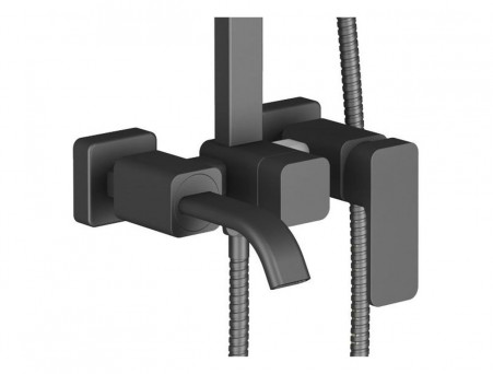 Душевая Стойка «Timo» Selene Черная Матовая с Изливом, Квадратная (SX-1013/03)