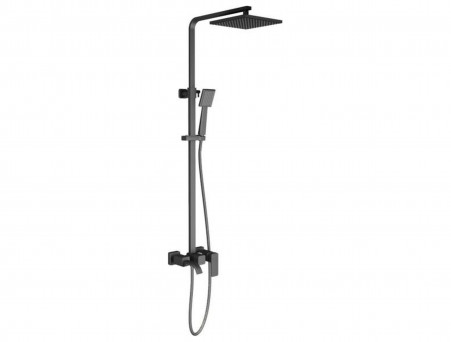 Душевая Стойка «Timo» Selene Черная Матовая с Изливом, Квадратная (SX-1013/03)