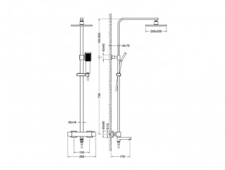 Душевая Стойка «Timo» Tetra-Thermo Хром с Термостатом и Изливом, Квадратная (SX-0169/00)