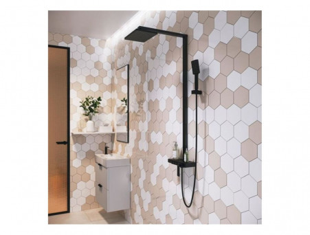 Душевая Стойка «Timo» Torne Черная Матовая с Изливом и Полочкой, Прямоугольная (SX-4310/03)