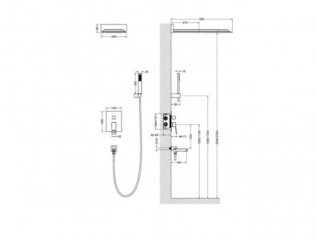Душевой Комплект «Timo» Briana Хром с Изливом, Прямоугольный (SX-7119/00SM)
