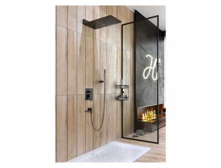 Душевой Комплект «Timo» Briana Черный Матовый с Изливом, Прямоугольный (SX-7119/03SM)