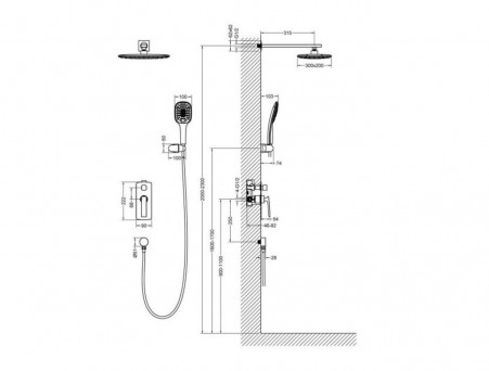 Душевой Комплект «Timo» Helmi Черный Матовый, Прямоугольный (SX-4069/03SM)