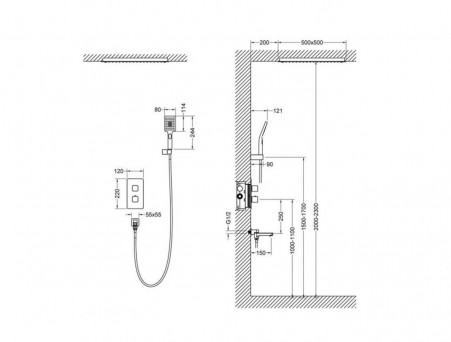 Душевой Комплект «Timo» Petruma Черный Матовый с Термостатом и Изливом, Квадратный (SX-5019/03SM)