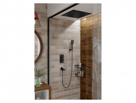 Душевой Комплект «Timo» Petruma Черный Матовый с Термостатом и Изливом, Квадратный (SX-5019/03SM)