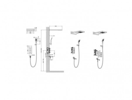 Душевой Комплект «Timo» Petruma Хром с Термостатом и Изливом, Прямоугольный (SX-5079/00SM)