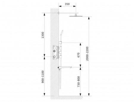 Душевой Комплект «Timo» Petruma Chrome с Изливом, Квадратный (SX-5149/00SM)