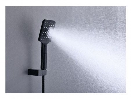 Душевой Комплект «Timo» Petruma Черный Матовый с Термостатом и Изливом, Квадратный (SX-5149/03SM)