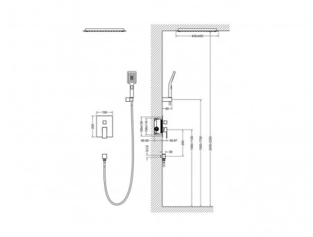 Душевой Комплект «Timo» Selene Черный Матовый, Квадратный (SX-2029/03SM)