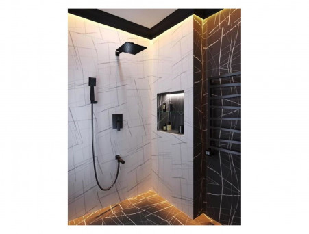 Душевой Комплект «Timo» Selene Черный Матовый с Изливом, Квадратный (SX-3069/03SM)