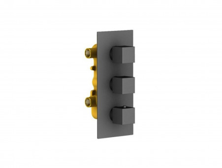 Душевой Комплект «Timo» Tetra-Thermo Черный Матовый с Термостатом и Изливом, Квадратный (SX-0199/03SM)