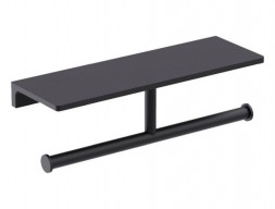 Держатель Туалетной Бумаги «Timo» Selene Черный с Полочкой, Прямоугольный (12045/03)