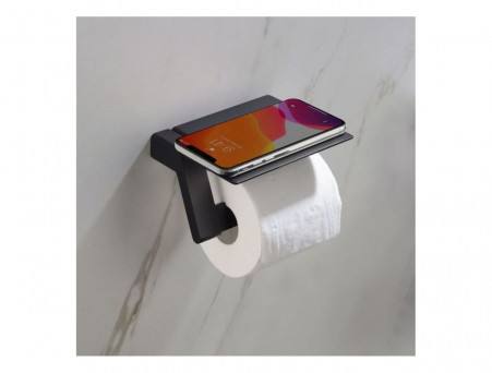 Держатель Туалетной Бумаги «Timo» Selene Черный с Полочкой, Прямоугольный (14043/03)