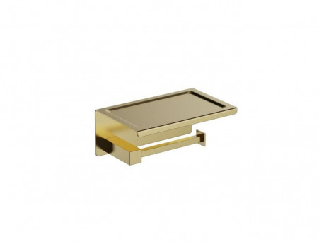Держатель Туалетной Бумаги «Timo» Selene Золото Матовое с Полочкой, Прямоугольный (17044/17)