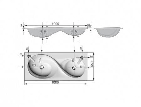 Раковина Акриловая «Madera» Otto 100, 1000x450 (4627173210386)
