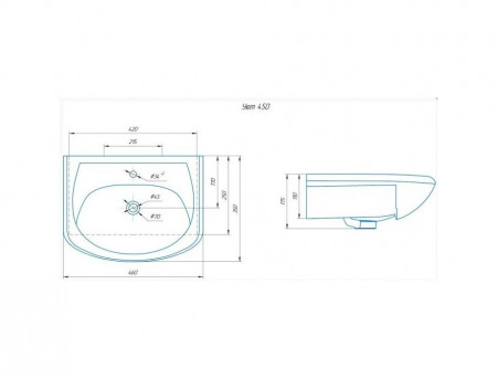 Раковина Керамическая «Rosa» Уют 45, 460x350