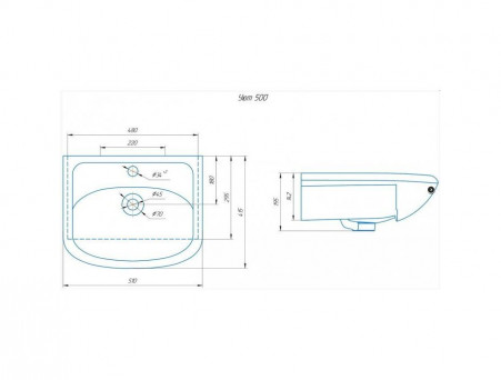Раковина Керамическая «Rosa» Уют 50, 500x410