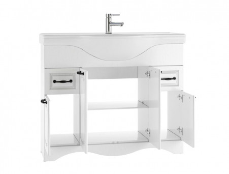 Тумба под Раковину «Домино» Rich Классика 105, Напольная, Белое Дерево (DR6004T)