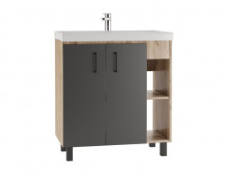 Тумба под Раковину «Домино» Craft Фостер 80, Напольная, Дуб Вотан, Графит (DCr2202T)
