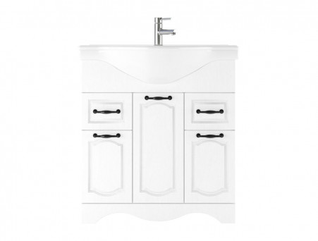 Тумба под Раковину «Домино» Rich Классика 80, Напольная, Белое Дерево (DR6003T)