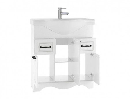 Тумба под Раковину «Домино» Rich Классика 80, Напольная, Белое Дерево (DR6003T)