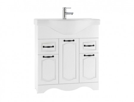 Тумба под Раковину «Домино» Rich Классика 80, Напольная, Белое Дерево (DR6003T)