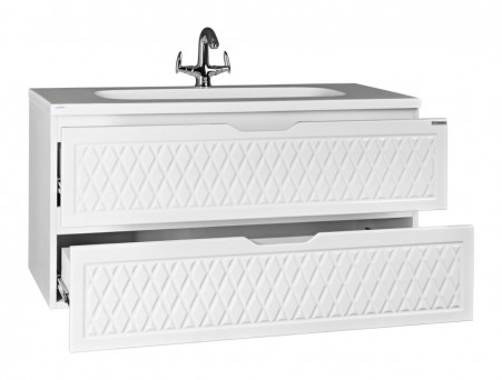 Тумба под Раковину «Домино» 3D Stella 100, Подвесная, Белый (D37014T)