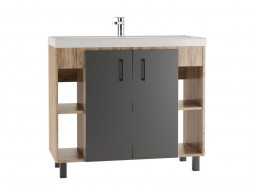 Тумба под Раковину «Домино» Craft Фостер 100, Напольная, Дуб Вотан, Графит (DCr2205T)