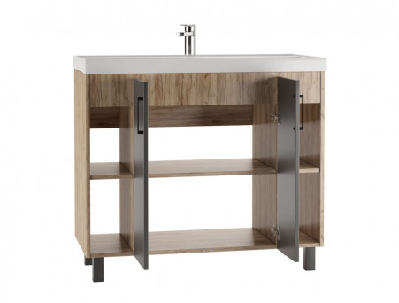 Тумба под Раковину «Домино» Craft Фостер 100, Напольная, Дуб Вотан, Графит (DCr2205T)